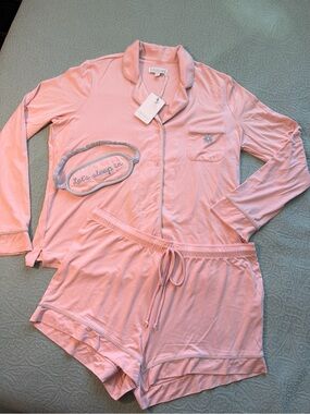 P.J.SALVAGE matching Pink Pajama Top and bottoms with sleep mask